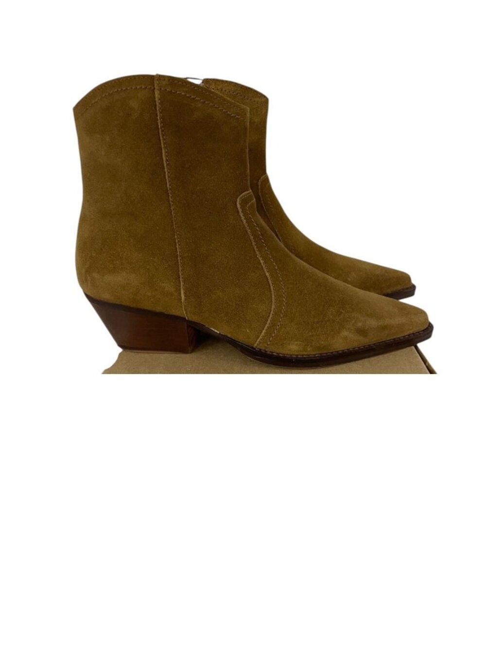 Mango Womens Cruce Ankle Boots EU 38 US 7 Tan Suede Western Pointed NWB